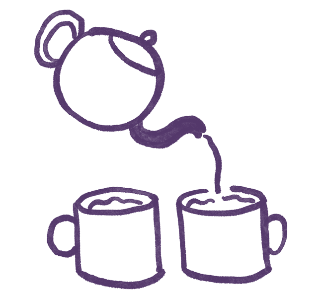 An illustration of a teapot pouring into a cup