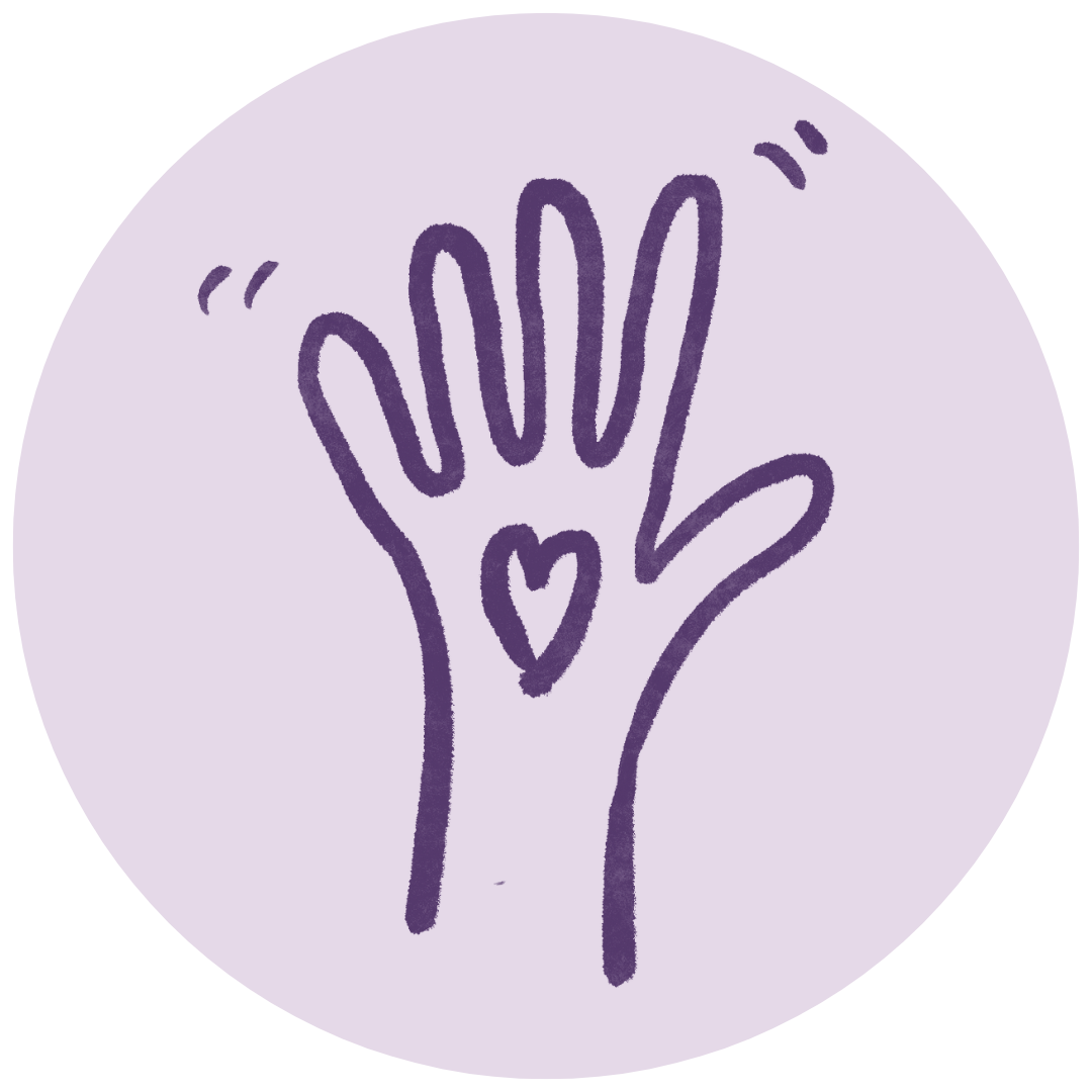 Hand illustration on purple background